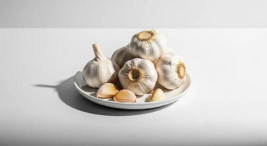 Garlic Bulbs on a white plate
