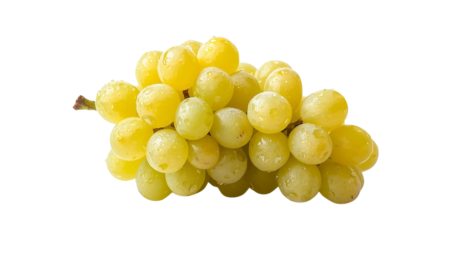 Bunch of yellow grapes on a white background